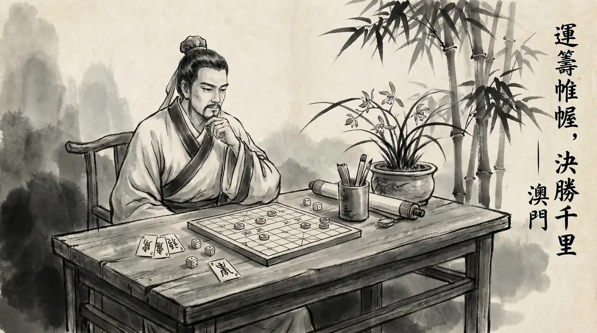 澳门皇冠官网澳门赌博文化水墨画