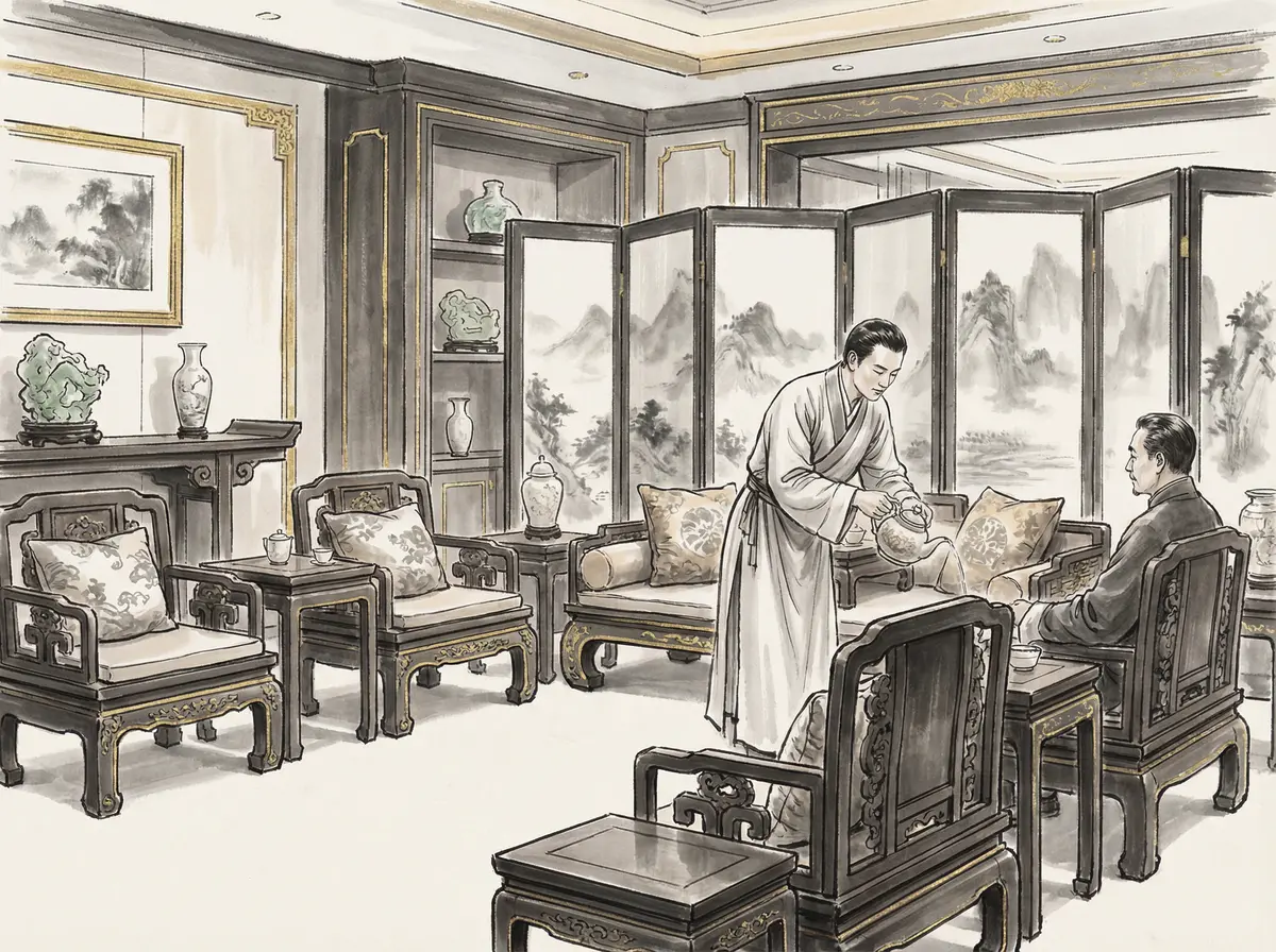 澳门皇冠官网VIP贵宾厅水墨画展示奢华博弈空间